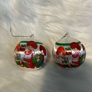 Vintage satin ball x 2 strawberry shortcake Christmas ornaments